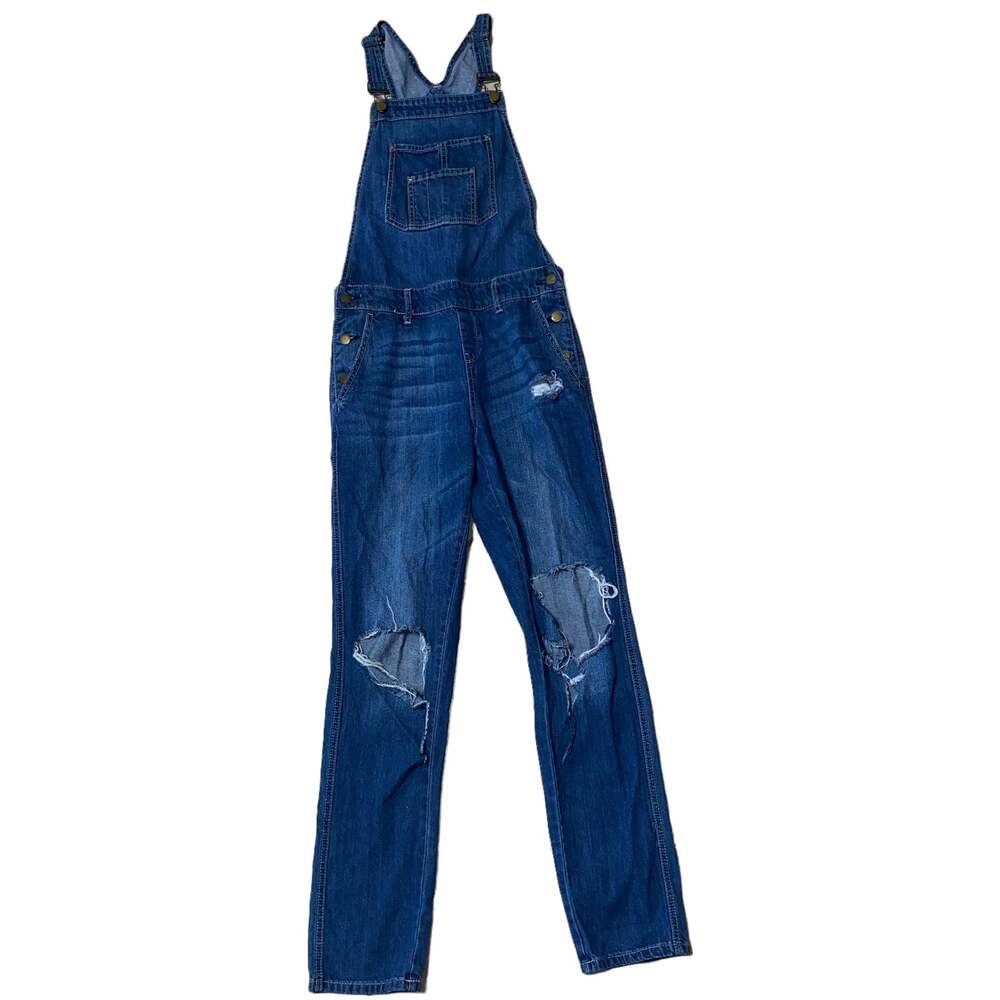 American Rag CIE Denim Distressed Overalls size 3 Two front and back pockets